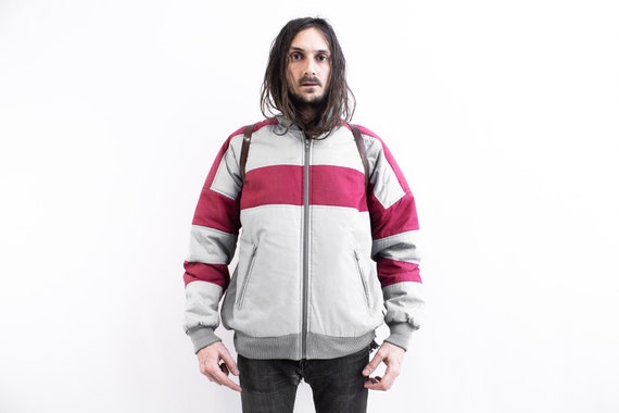 70s Puffer Jacket Windbreaker . Two Tone Ski Bomber Jacket