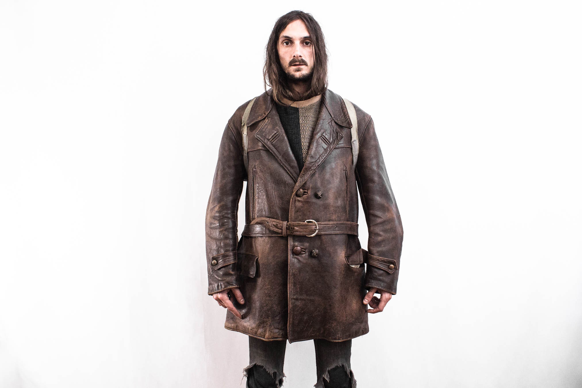 Old Leather Barnstormer Jacket 1960s. Antique Double Breasted - Etsy Israel