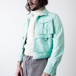 80s Turquoise Workwear Cropped blouson . Utility Jacket Lightweight image 17
