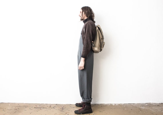 Gray Work Overall . 80s Workers Dungarees . Comfy