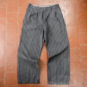 Vintage 1930s French Work Pants 2XL Salt&pepper Suspender