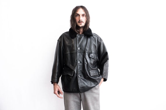KUDSAK Double Breasted Leather Jacket 1980s. Racer Motorcycle Aviator Collar Etsy Canada