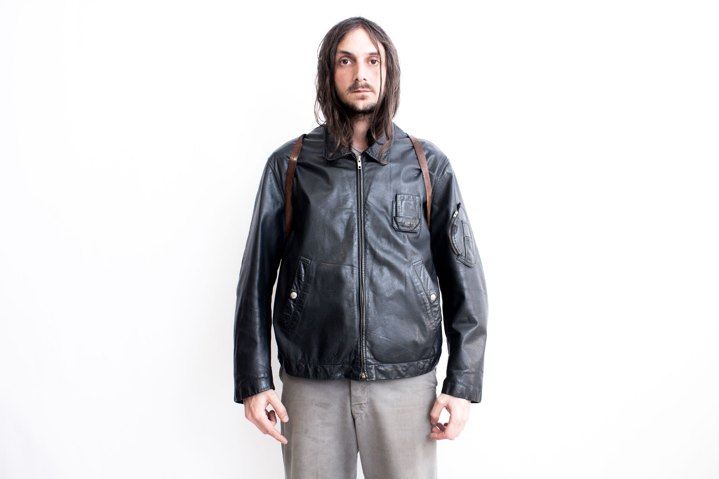 Franse PILOT jas jaren 80. Flight Jacet Air Force Leren Franse PILOT jas jaren 80. Flight Jacet Air Force Leren