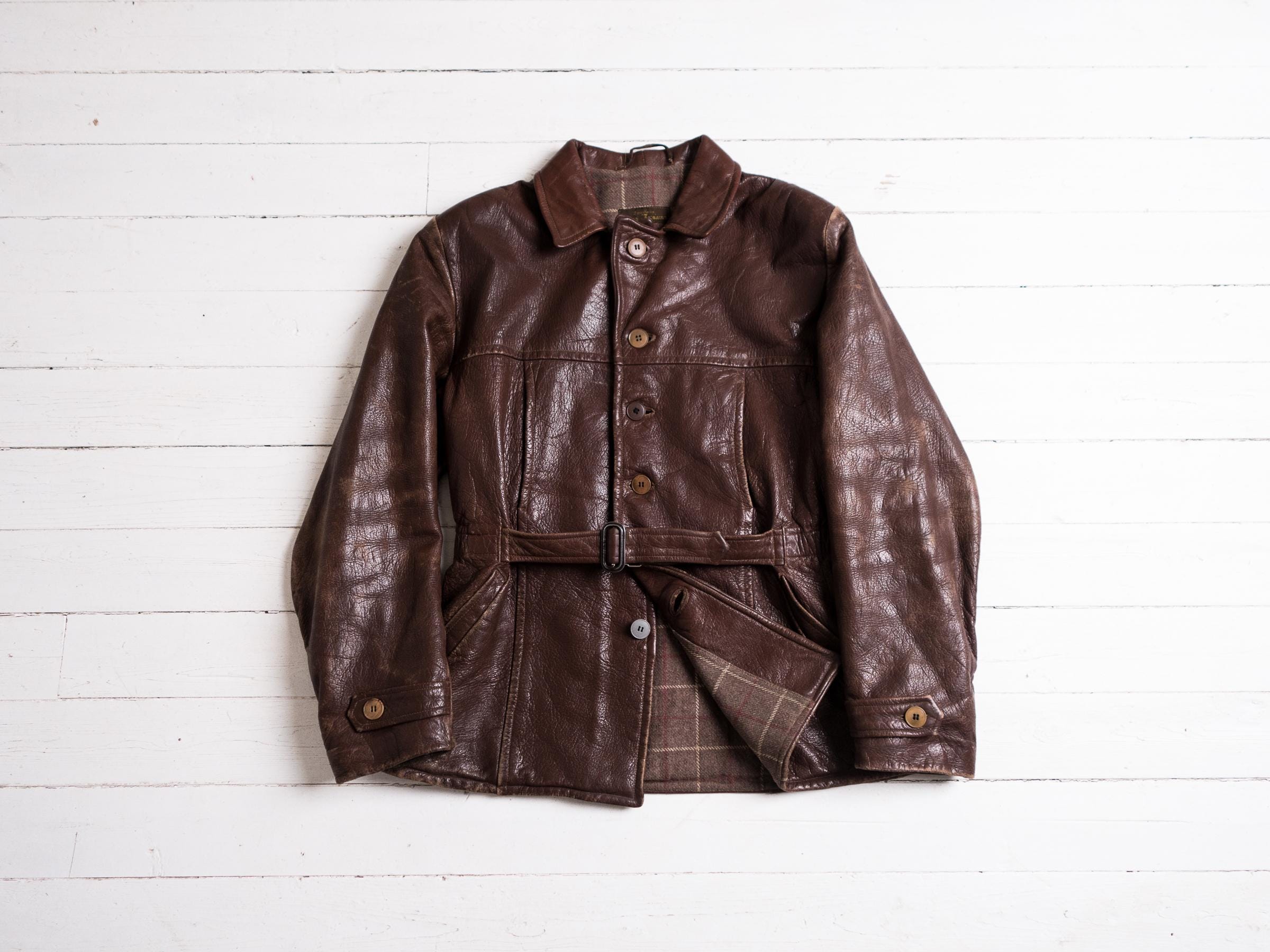 L’etiquette LEATHER CYCLIST JACKET 40's］French Vintage Leather Cyclist Jacket | VIEUX ET NOUVEAU