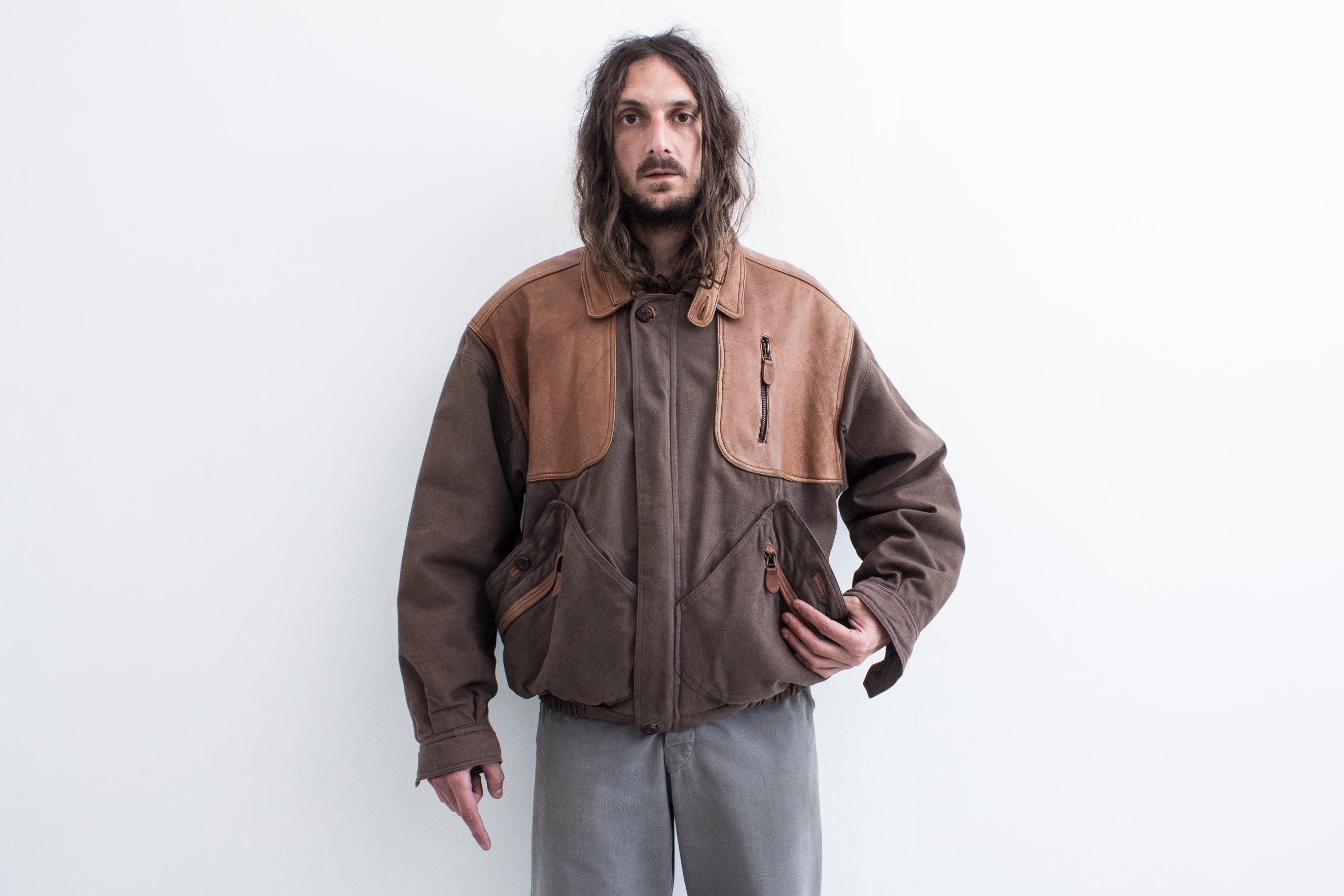 80s short vtg real leather bomber jacket