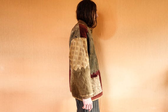 Patchwork Bavarian Suede Jacket 1980s Quilted Aus… - image 4