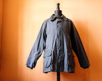 Vintage Navy Barbour Bedale Jacket Wax Jacket With Size XL