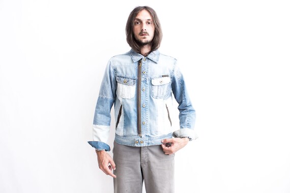 REPLAY Patchwork Denim Jacket. Indigo Blue 90s Re… - image 4