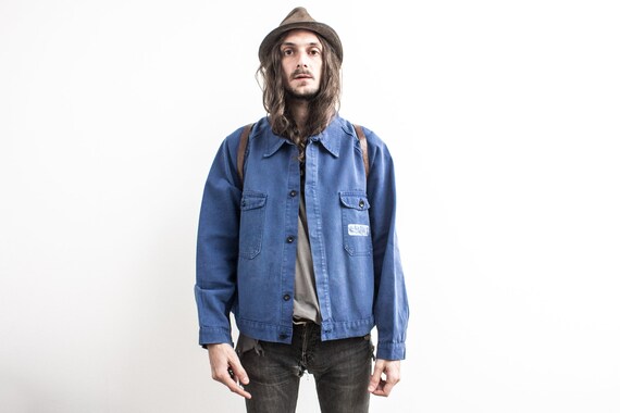 French Work Jacket 60s . Cyclist Chore Jacket . Fr