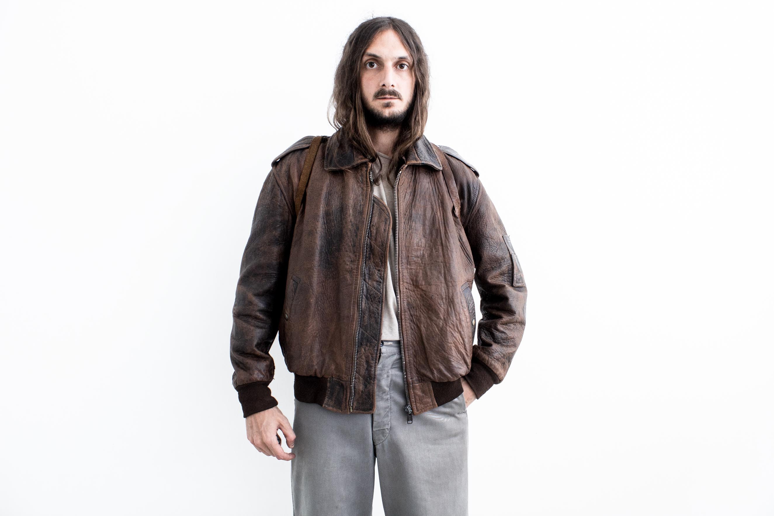 ジャケット・アウター 80s chevignon Leather jacket brown s CHARLES CHEVIGNON Pilot Leather Jacket 1980s . Tan Leather