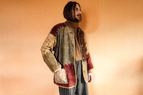 Patchwork Bavarian Suede Jacket 1980s Quilted Aus… - image 9