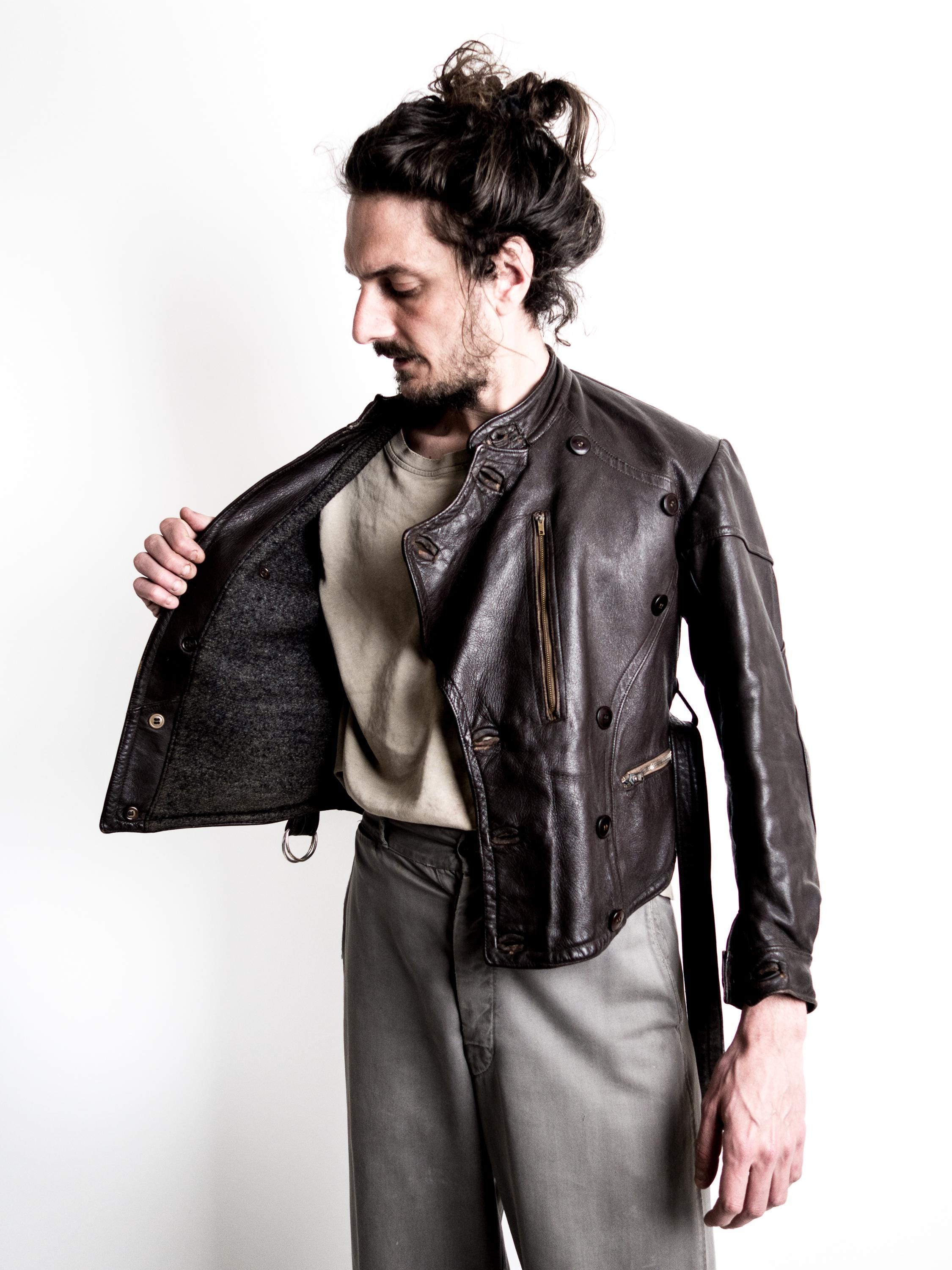1940s French Motorcycle Jacket Asymmetric . Antique Motorcycle