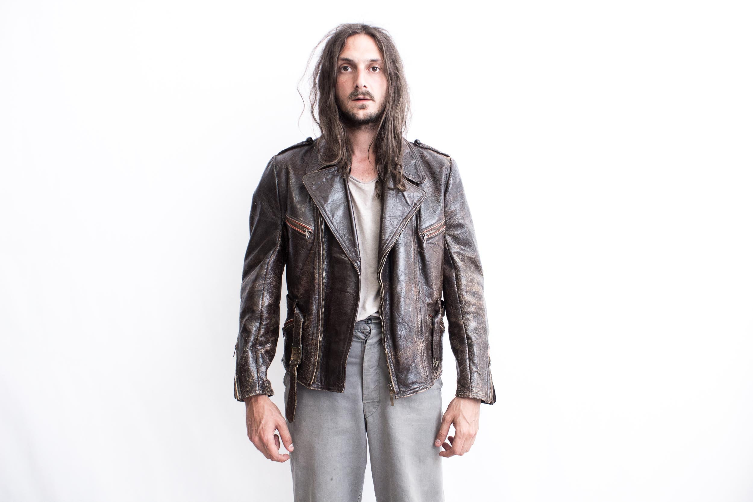 r*p様 ドイツ　モーターサイクルレザージャケット 雰囲気抜群 40's Germany ドイツ軍 モーターサイクル ライダース