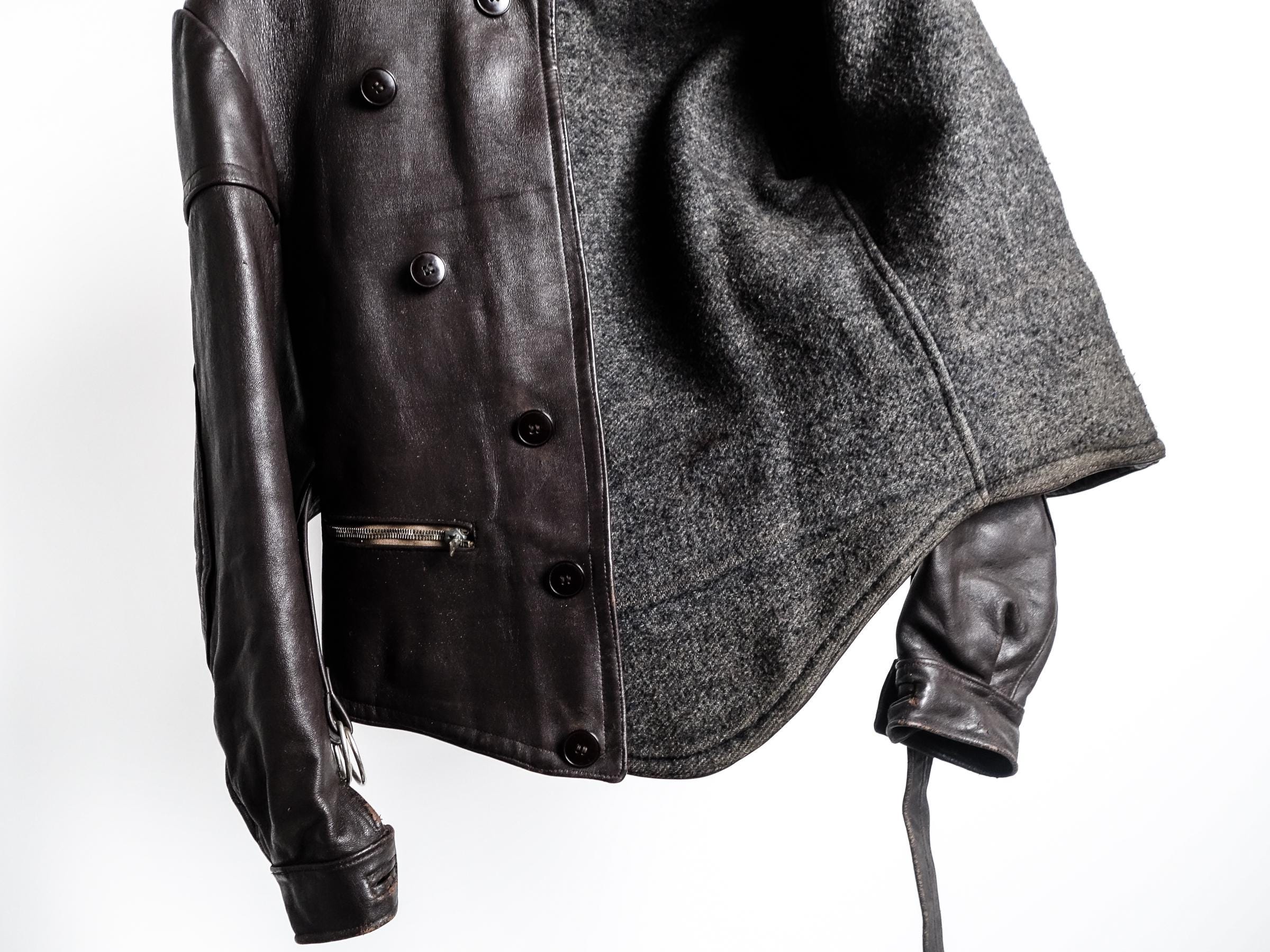 1940s French Motorcycle Jacket Asymmetric . Antique Motorcycle