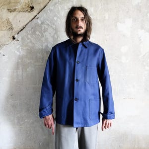 1980s German Work Jacket Deadstock . Utility Workwear Lightweight Herringbone Chore Coat
