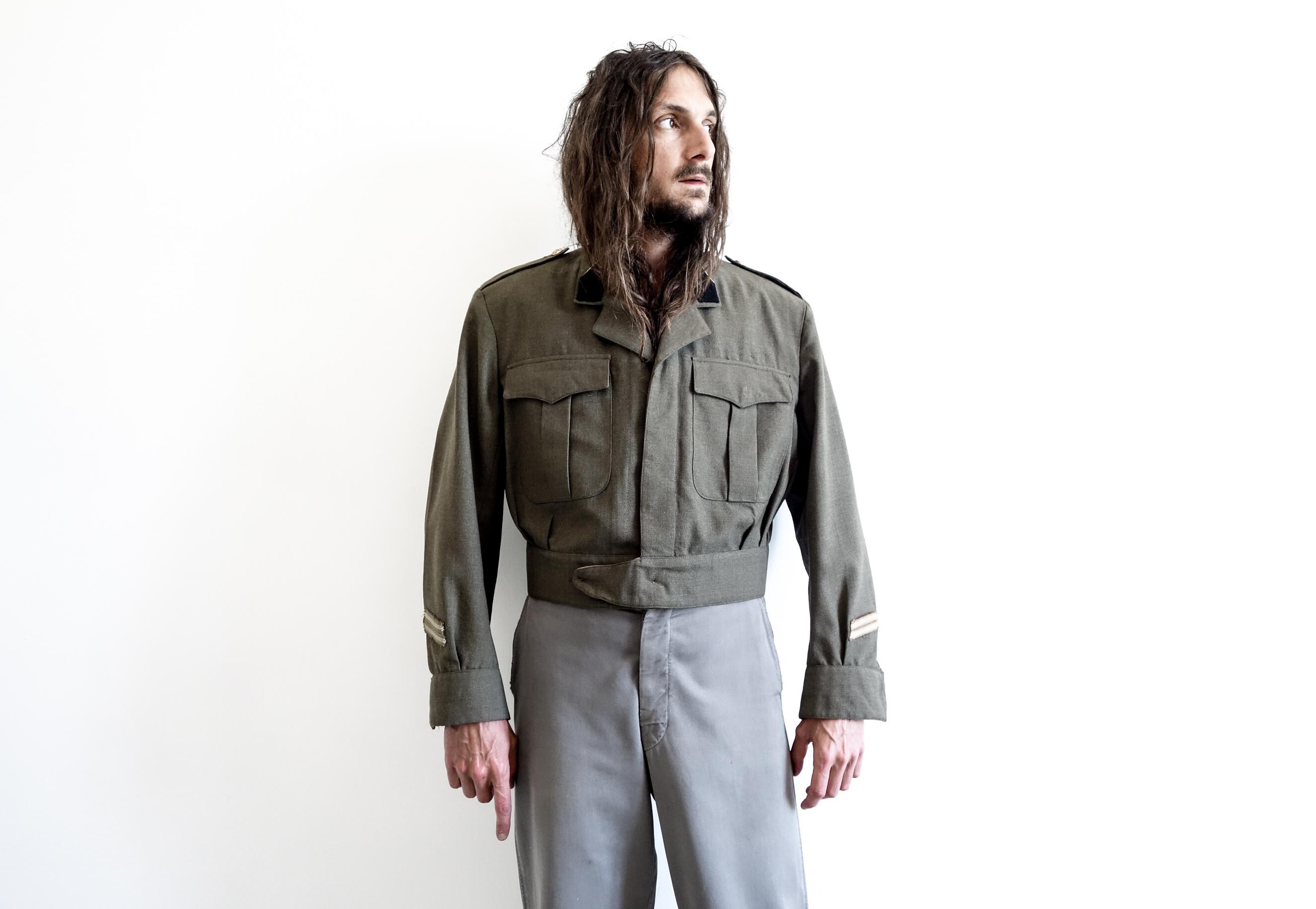 ジャケット・アウター general research 1997 military jacket Vintage 1997 General Research Knit Zipper Chore Utility