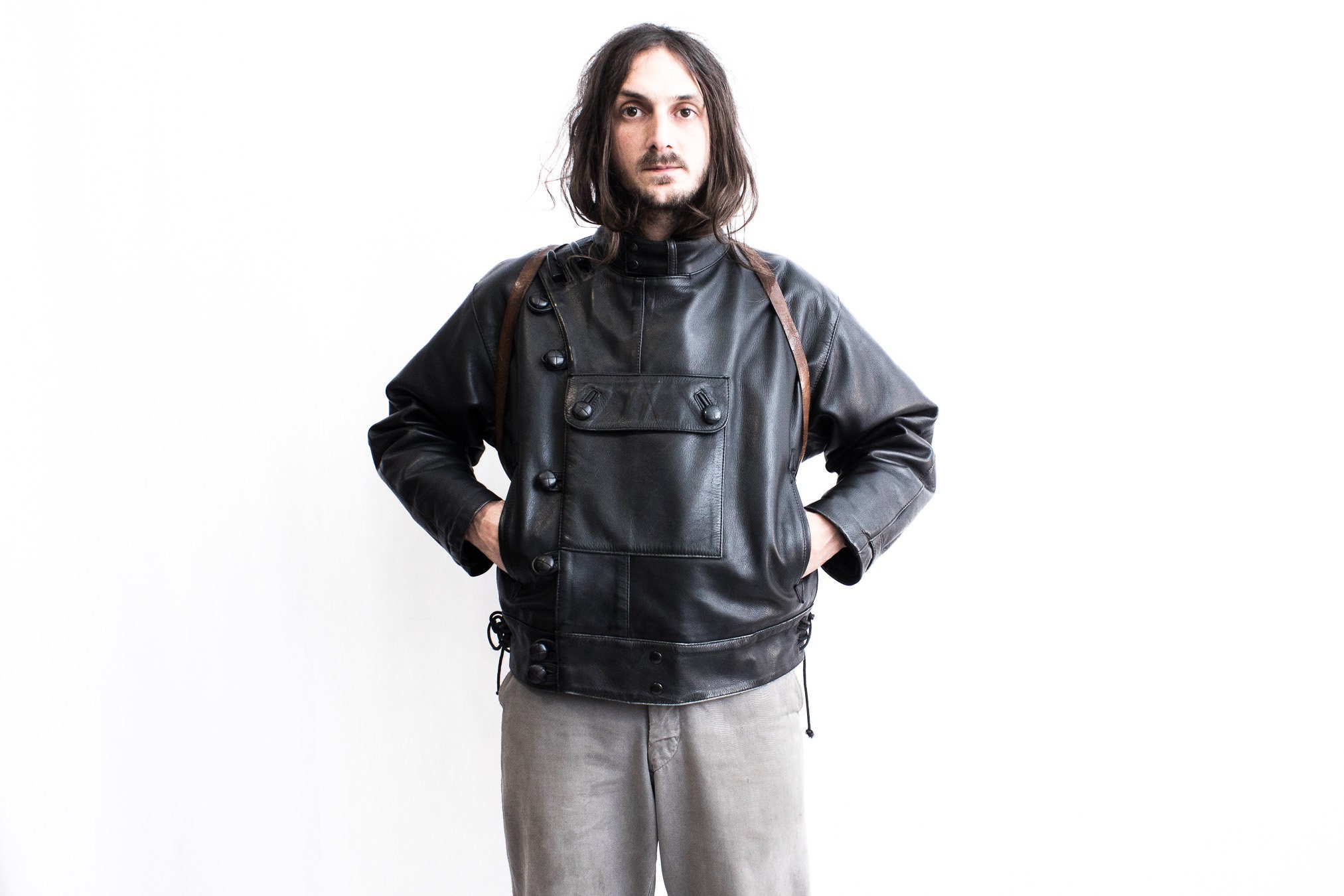 Swedish Motorcycle Jacket Replica 1980s . Punk Moto Jacket