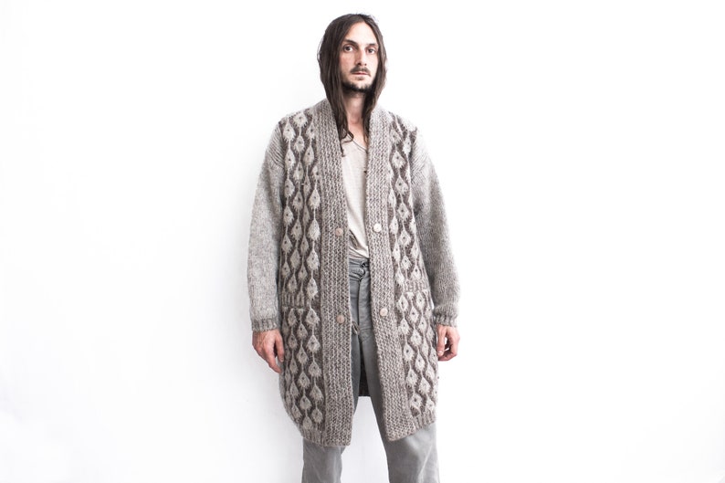 MOHAIR 1970s Long Sweater Cardigan Boho Hippie_____ image 1