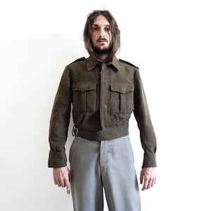 1950er Jahre Niederländische Armee Wolle Kampfkleid. Kurze Feldjacke Tanker Militär Blouson