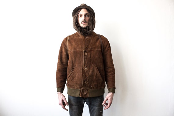 Suede Bomber Jacket 60s Retro Leather Spring Jacke