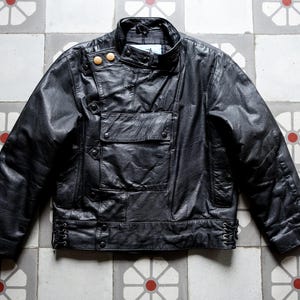 RARE veste de moto suédoise JAPA des années 1980. Rare Blouson motard en cuir vintage français