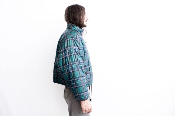 80s Checked Puffer Jacket . Down Bomber Jacket Ch… - image 4