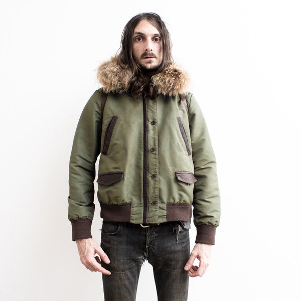 Veste bombardier à capuche CHEVIGNON des années 80 . Parka d'hiver rétro kaki MA-1 Bomber Jacket coupe-vent. Veste de pluie Anorak Vêtements de printemps .