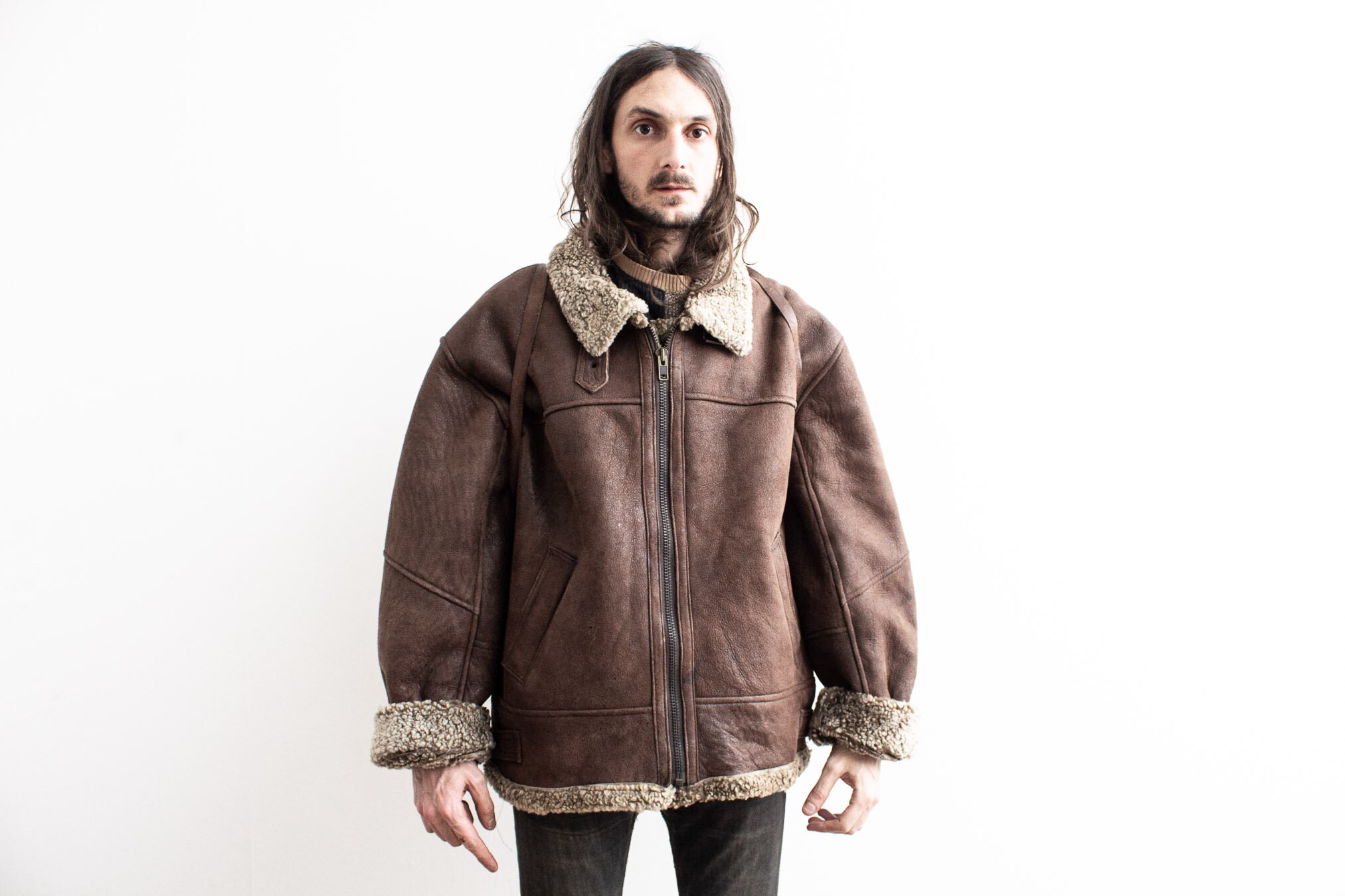 Sheepskin B-3 Bomber Aviator Jacket 
