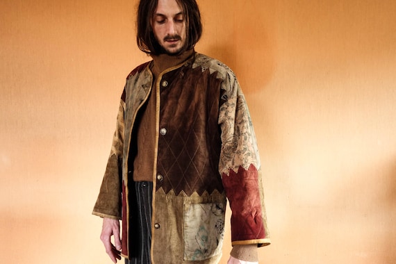 Patchwork Bavarian Suede Jacket 1980s Quilted Aus… - image 10