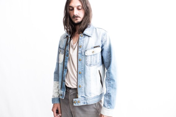 REPLAY Patchwork Denim Jacket. Indigo Blue 90s Re… - image 8