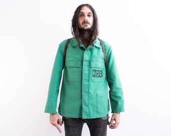 Veste de travail allemande en moleskine des années 80. Veste blazer Chore Veste de travail utilitaire verte