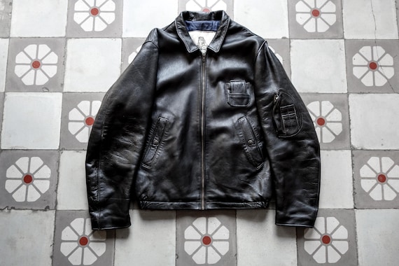 ジャケット・アウター 1950s French army leather jacket 1950s French Army Leather Motorcycle Jacket - Etsy