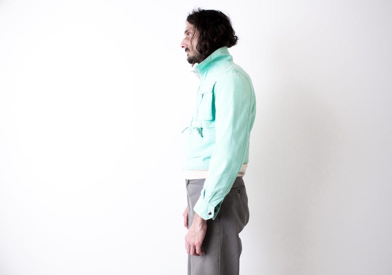 80s Turquoise Workwear Cropped blouson . Utility Jacket Lightweight image 14