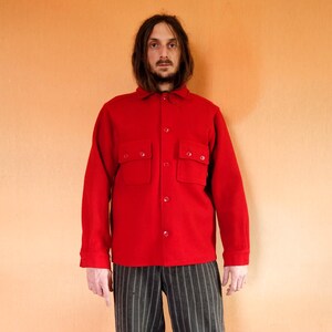 Chaqueta de lana roja de los años 70. Camisa de franela Camisa con botones de Woolen Mills. Camisa de lana de los años 90 Fabricada en EE. UU.