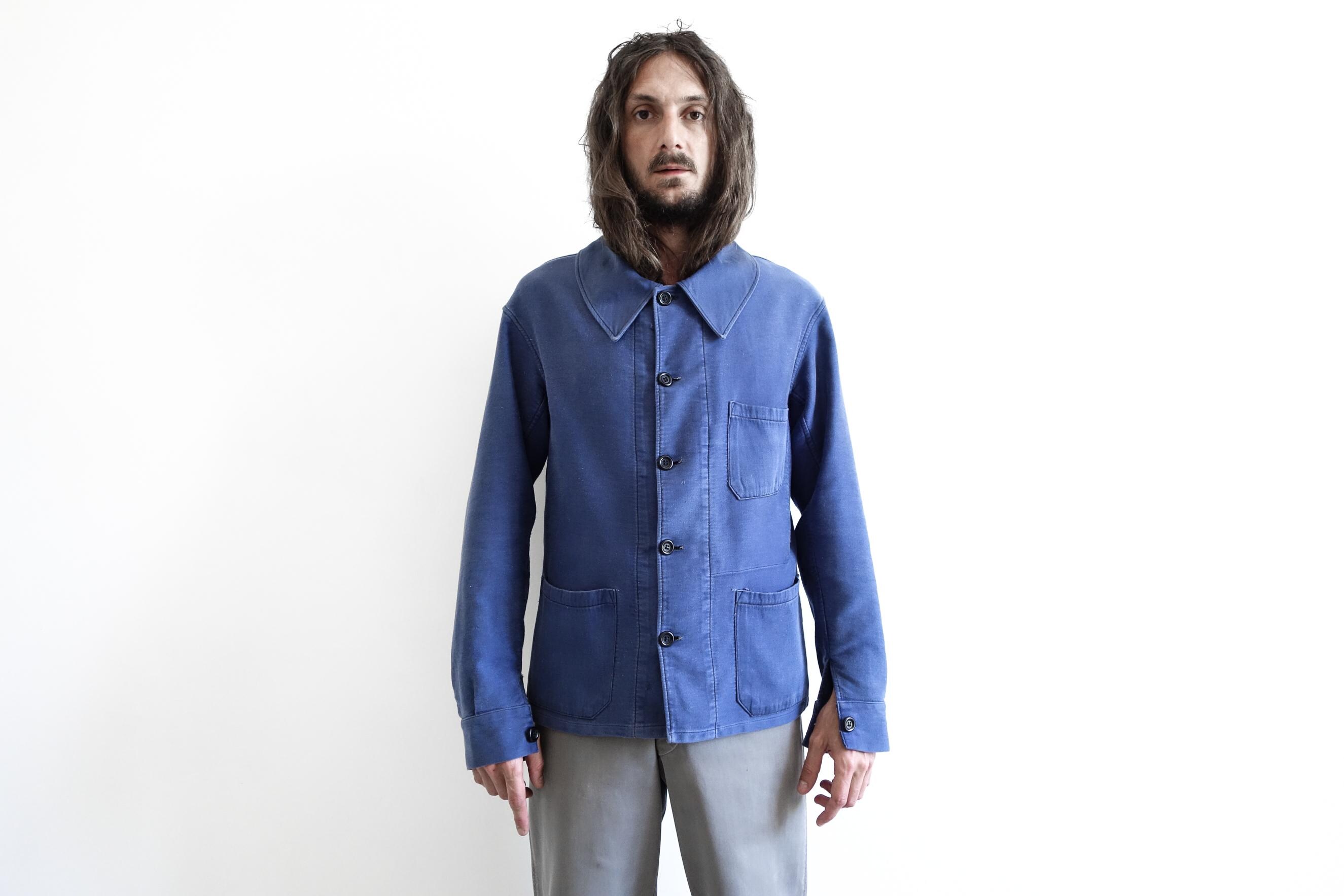 1980S Moleskin Work Jacket . French Work Jacket Faded Utility