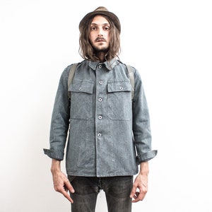 Swiss Work Jacket . 60s Workwear Military Jacket . Denim Swiss Work Jacket . 60s Workwear Military Jacket . Denim