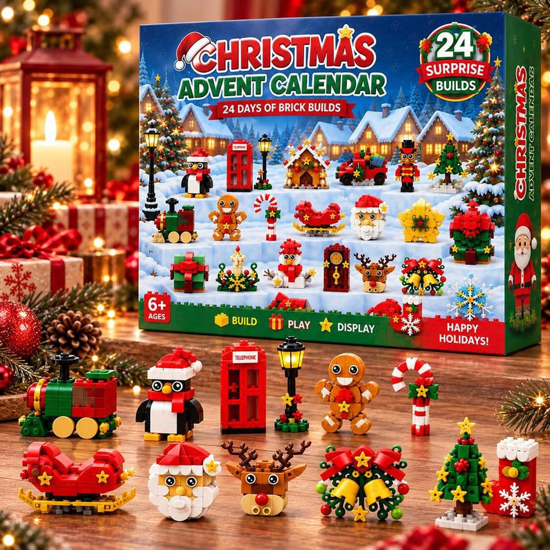 Christmas Building Block Advent Calendar, 24 Days of Mini Brick Builds ...