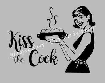 Kiss the Cook, Instant Pot, Appliances, Auto, Window, Laptop, Any Flat Surface, etc. Vinyl Decals