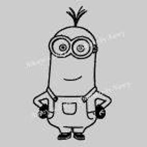 May include: A cartoon illustration of a yellow minion with a single black eye, wearing black goggles and blue overalls. The minion has a black hair tuft and is smiling with its hands on its hips.