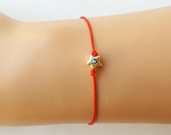 Evil eye bracelet with red string, evil eye jewelry, amulet bracelet, christmas gift, protection bracelet, best friend gift