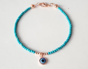 Evil eye bracelet, turquoise bracelet, evil eye jewelry, christmas gift, sister gift, birthday gift, best friend gift, protection bracelet