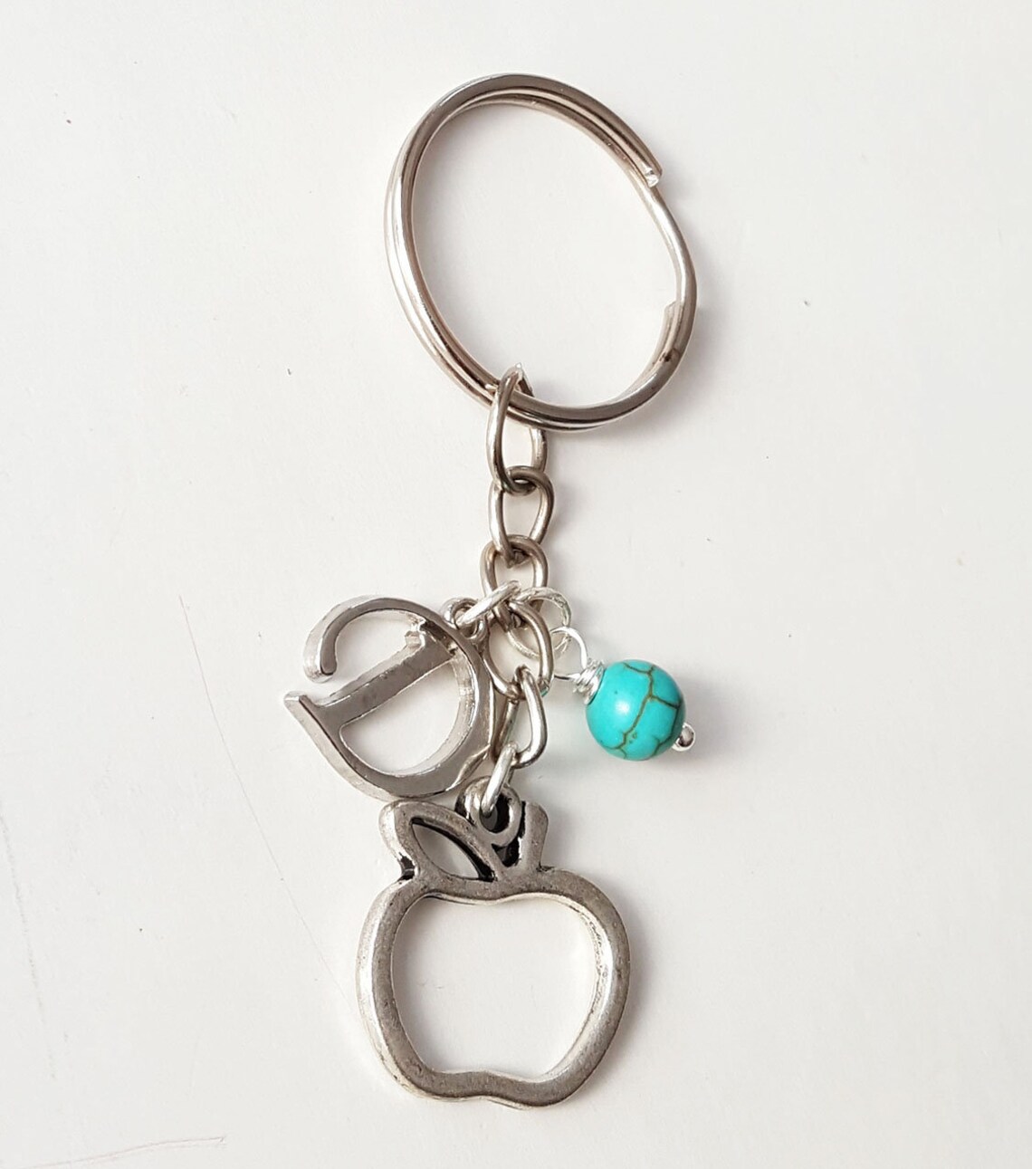 Apple Keychain Apple Keyring Personalized Keychain Apple Etsy