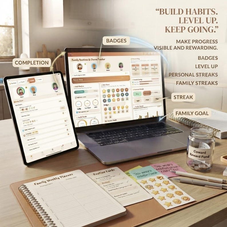 Interactive Family Chore Tracker App & Printable Workbook (digital ...