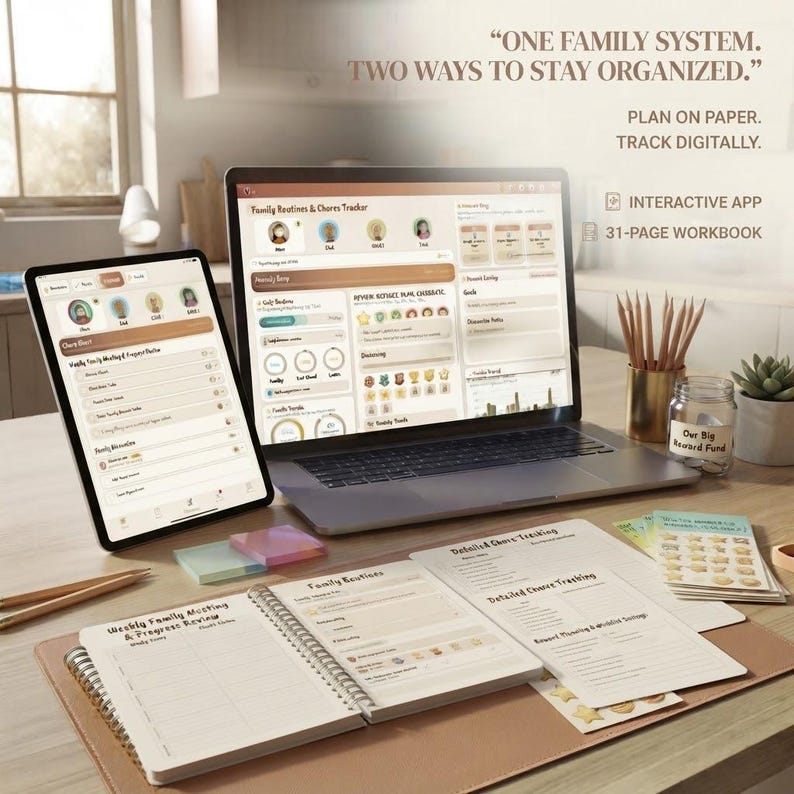 Interactive Family Chore Tracker App & Printable Workbook (digital ...