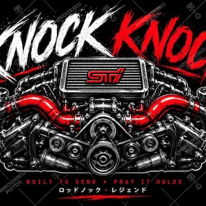 Illustrazione del motore boxer Subaru STI "Knock Knock" / Download digitale JDM / Poster WRX Sti / Decorazione murale per garage