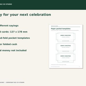 Printable Christmas Money Gift Cards, 8 Funny Cash Card Designs with Paper Pockets and Gift Tags, A4 & Letter PDF