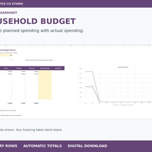 Household Budget Excel Spreadsheet, Monthly Income and Expense Tracker with Spending Plan