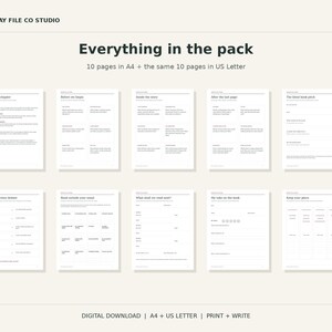 Book Club Printable Kit, 18 Discussion Cards, Reading Bingo, Voting Ballot and Bookmarks, PDF Download