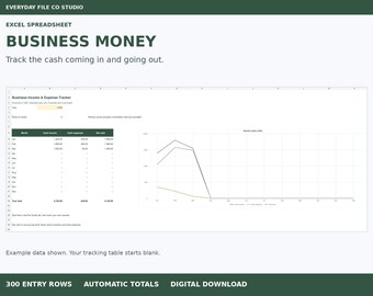 Small Business Income and Expense Tracker Excel Spreadsheet, Monthly Cash Dashboard