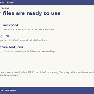 Subscription Tracker Excel Spreadsheet, Recurring Cost Calculator and Renewal Date Organizer